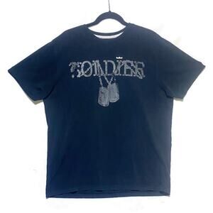 Soldier With Dog Tags T-Shirt Men's Extra Large Short Sleeve Black Nike Dri-Fit